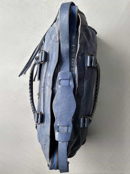 Balenciaga City Part Time Navy Lambskin Bag