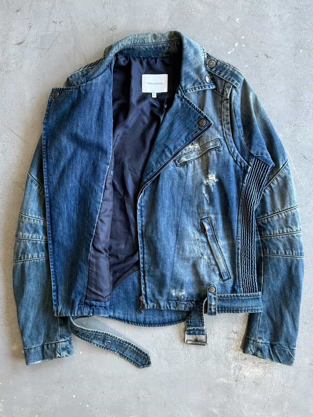 2010s Balmain Denim Biker Jacket