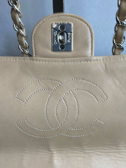 Chanel Classic Medium Single Flap Beige Crossbody Bag