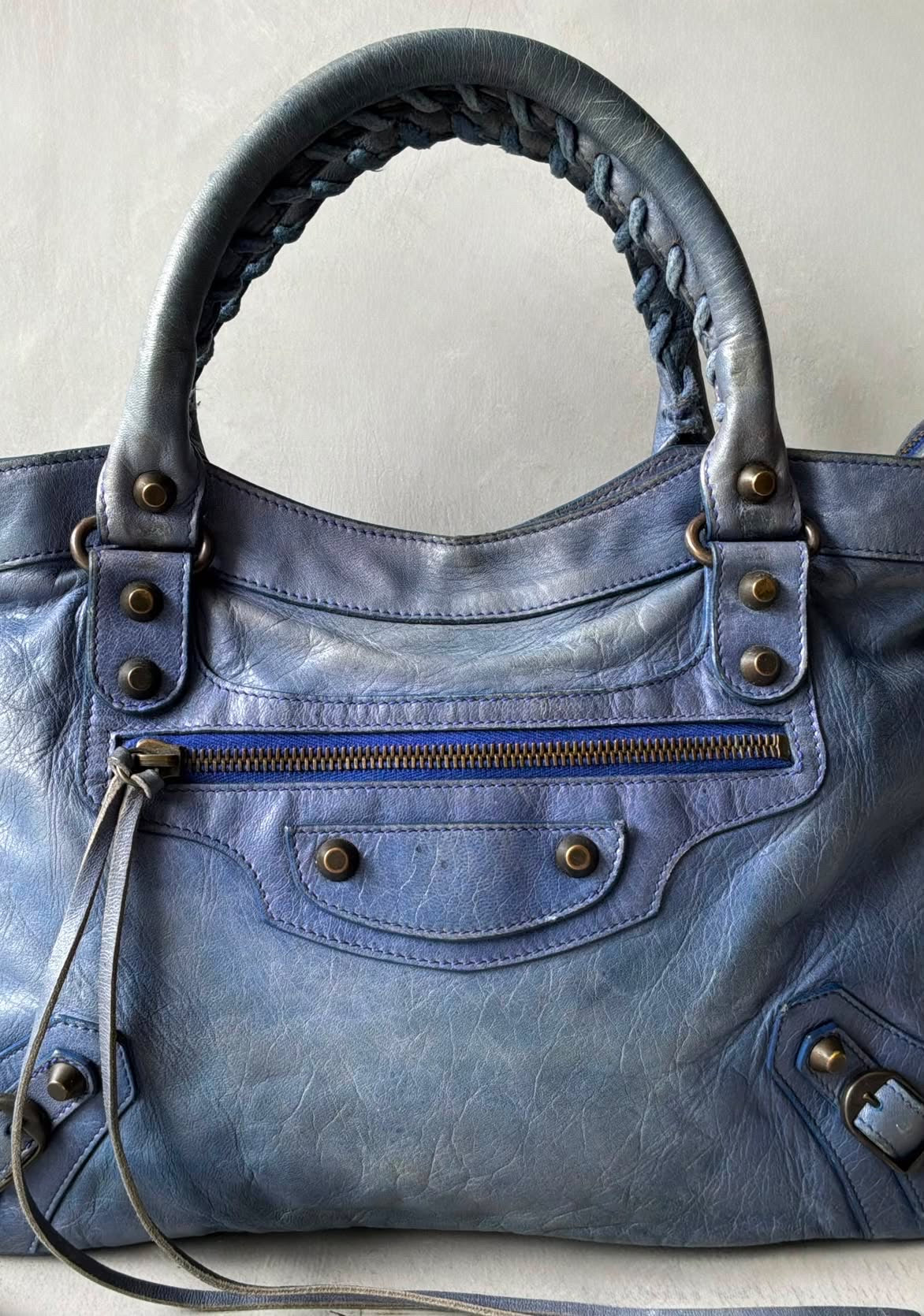 Balenciaga Town Blue Lambskin Bag