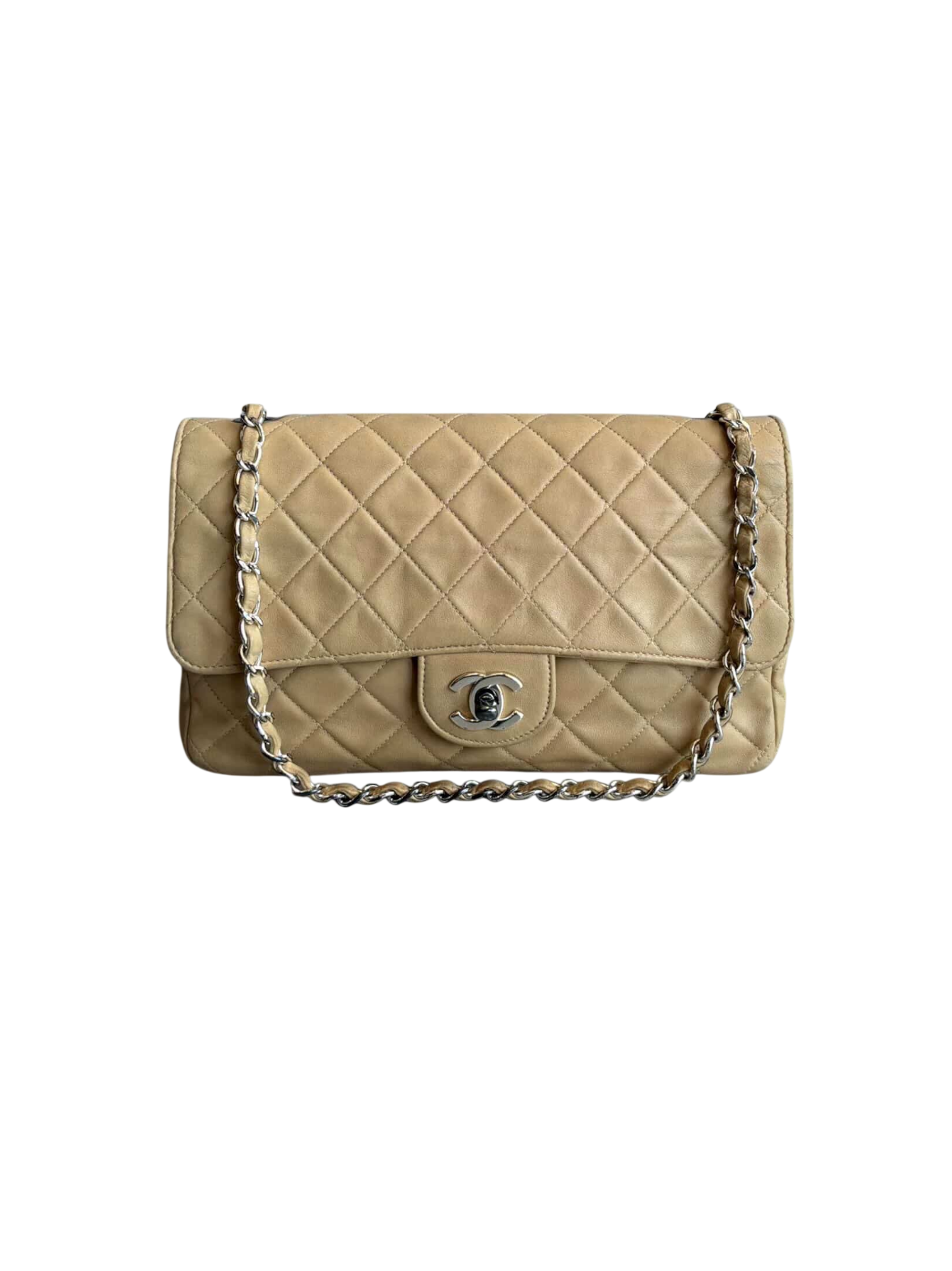 Chanel Classic Medium Single Flap Beige Crossbody Bag