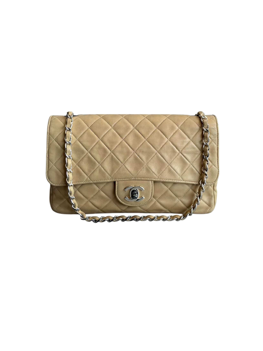 Chanel Classic Medium Single Flap Beige Crossbody Bag