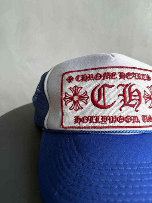 Chrome Hearts Red on Blue Trucker Cap