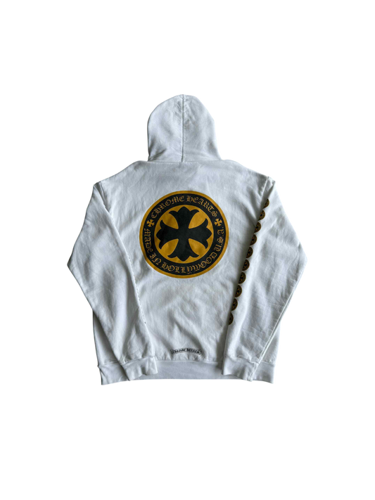 Chrome Hearts White & Yellow Cross Logo Hoodie