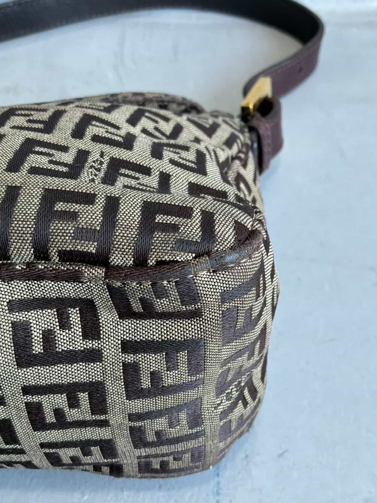 Fendi Zucchino Double Flap Baguette Bag