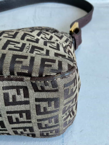 Fendi Zucchino Double Flap Baguette Bag