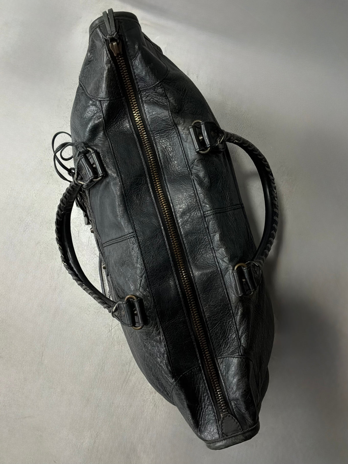 Balenciaga XL Weekender Black on Brass Lambskin Bag