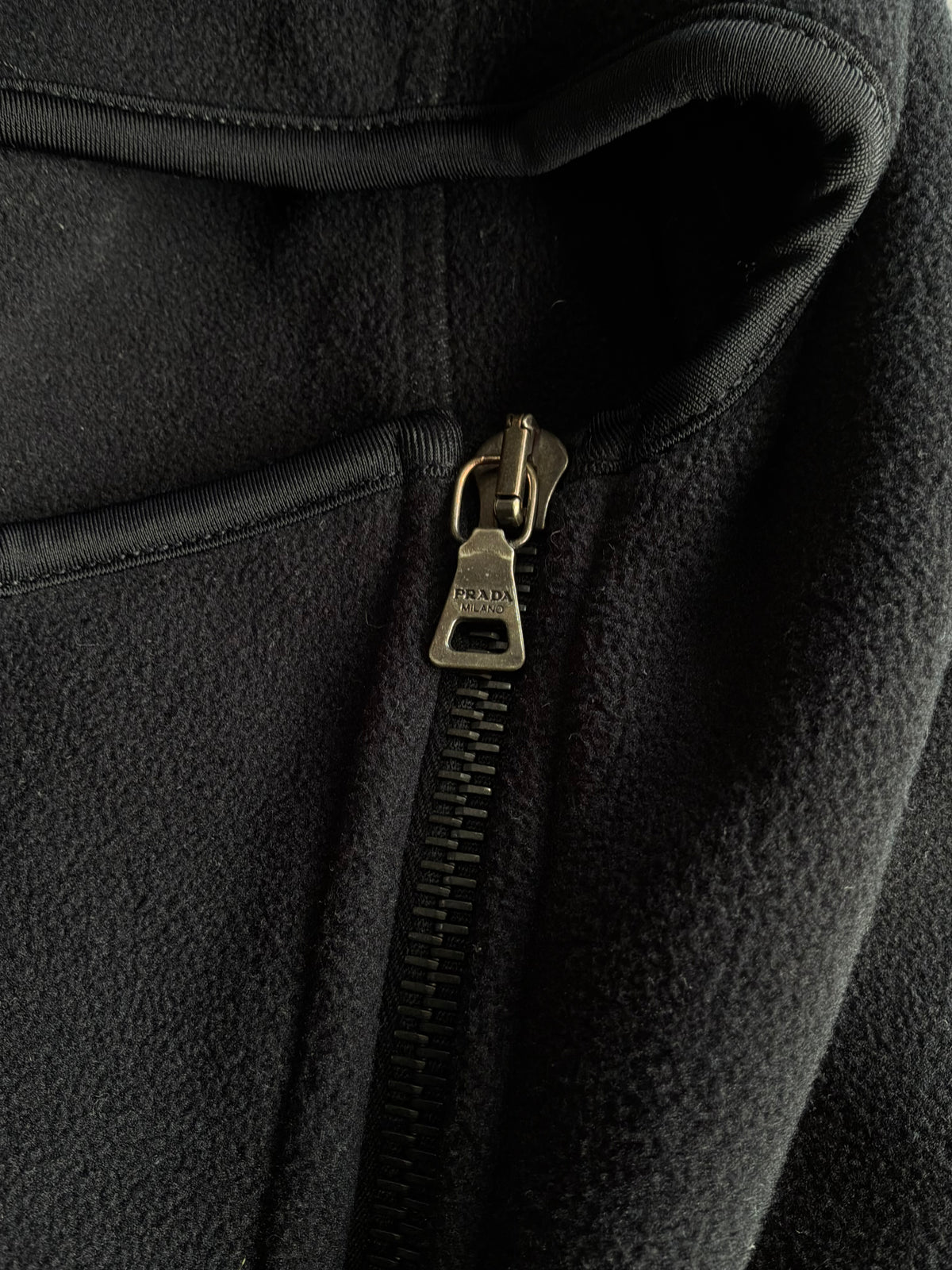 Prada Womens Black Ninja Fleece Hoodie