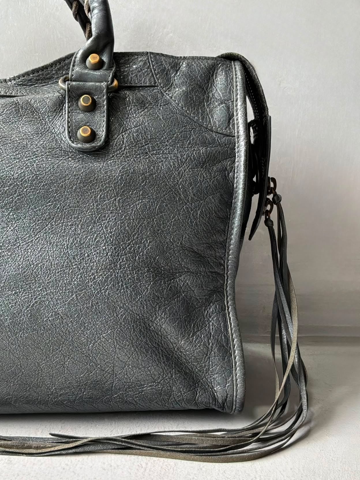 Balenciaga City Gray Lambskin Bag
