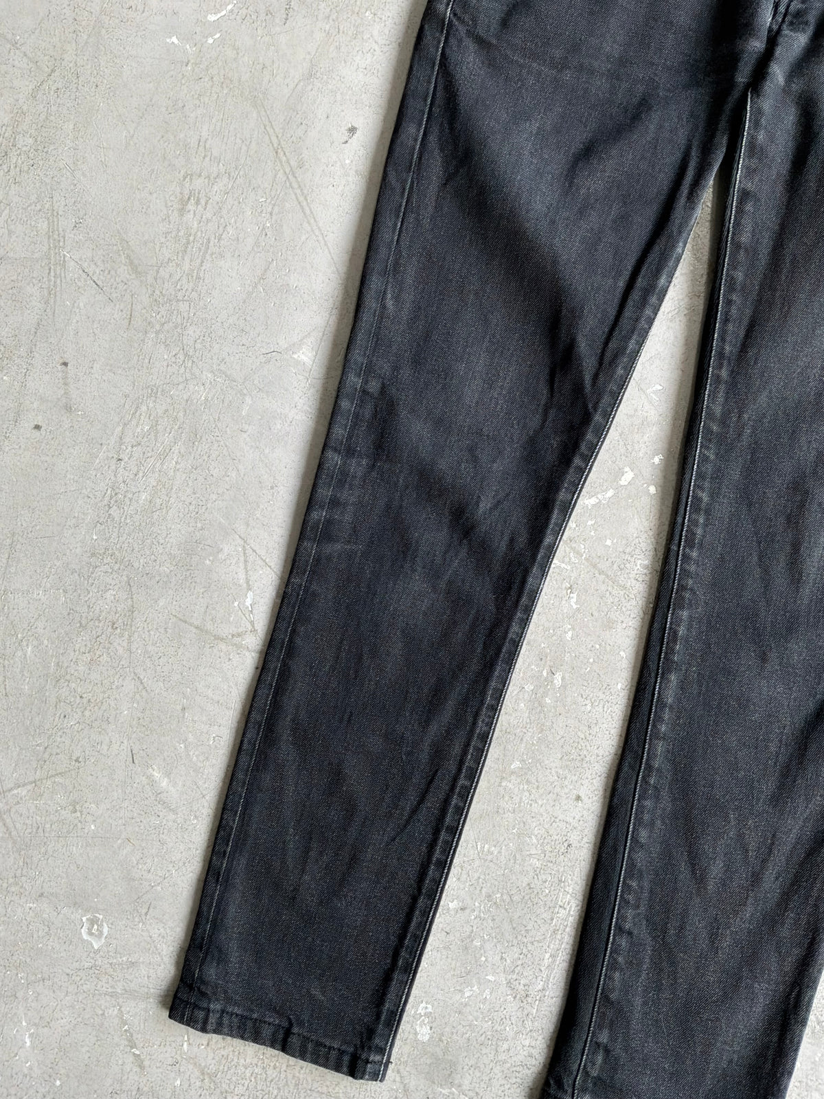 Saint Laurent Paris Washed Black Denim Slim Jeans