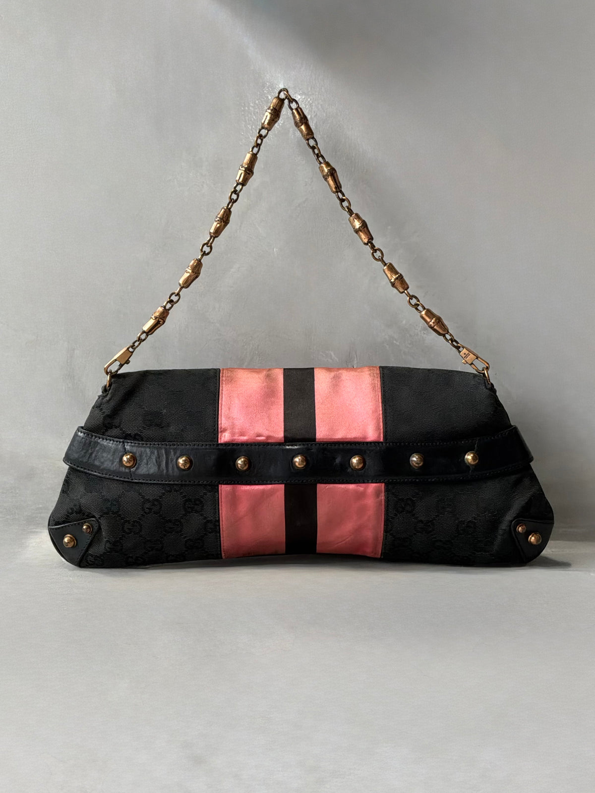 Gucci By Tom Ford Satin Horsebit Bamboo Chain Shouder  Bag