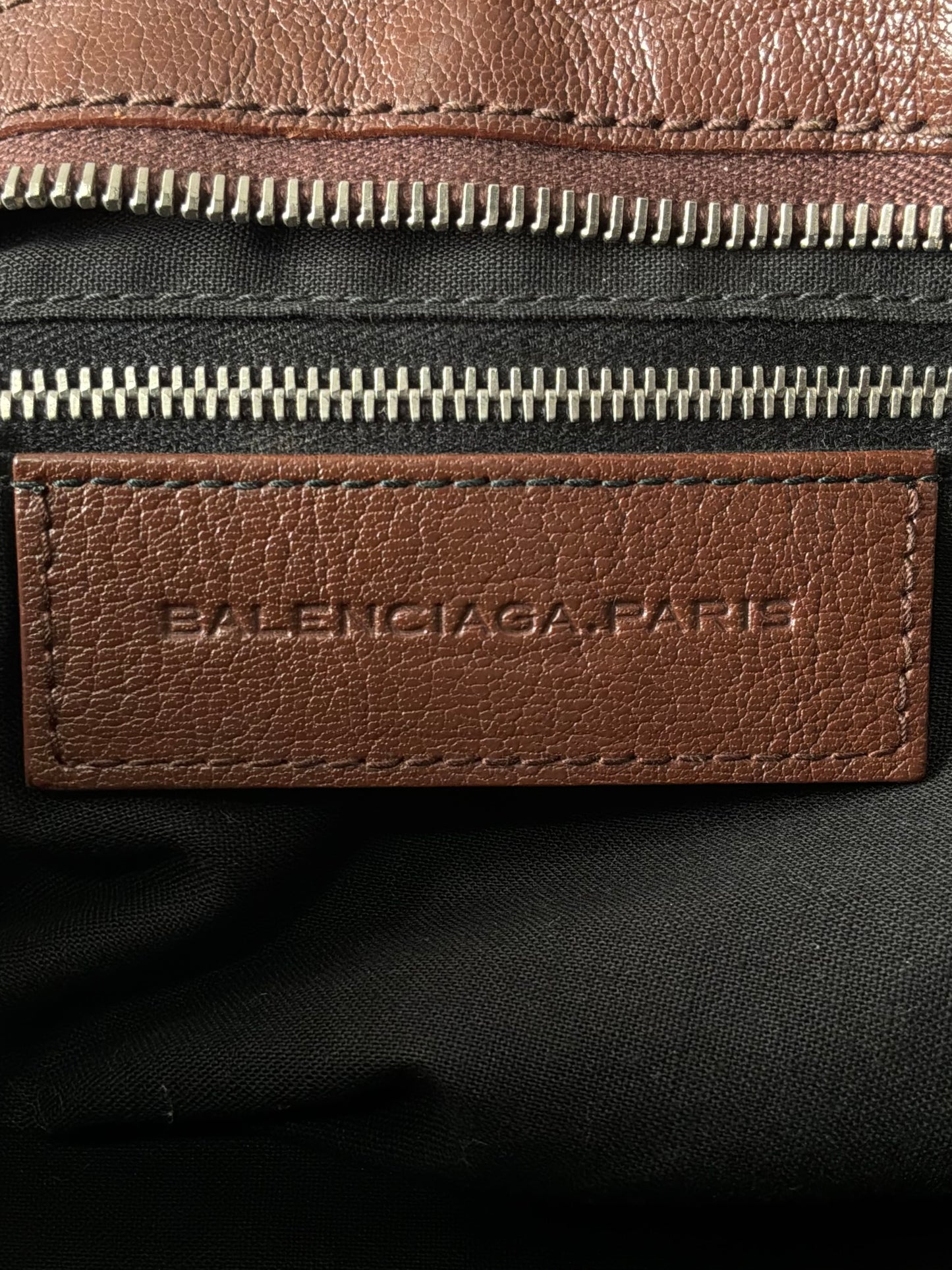 Balenciaga Part Time Chocolate Brown on Silver Lambskin Bag