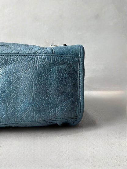 Balenciaga City Blue Lambskin Bag