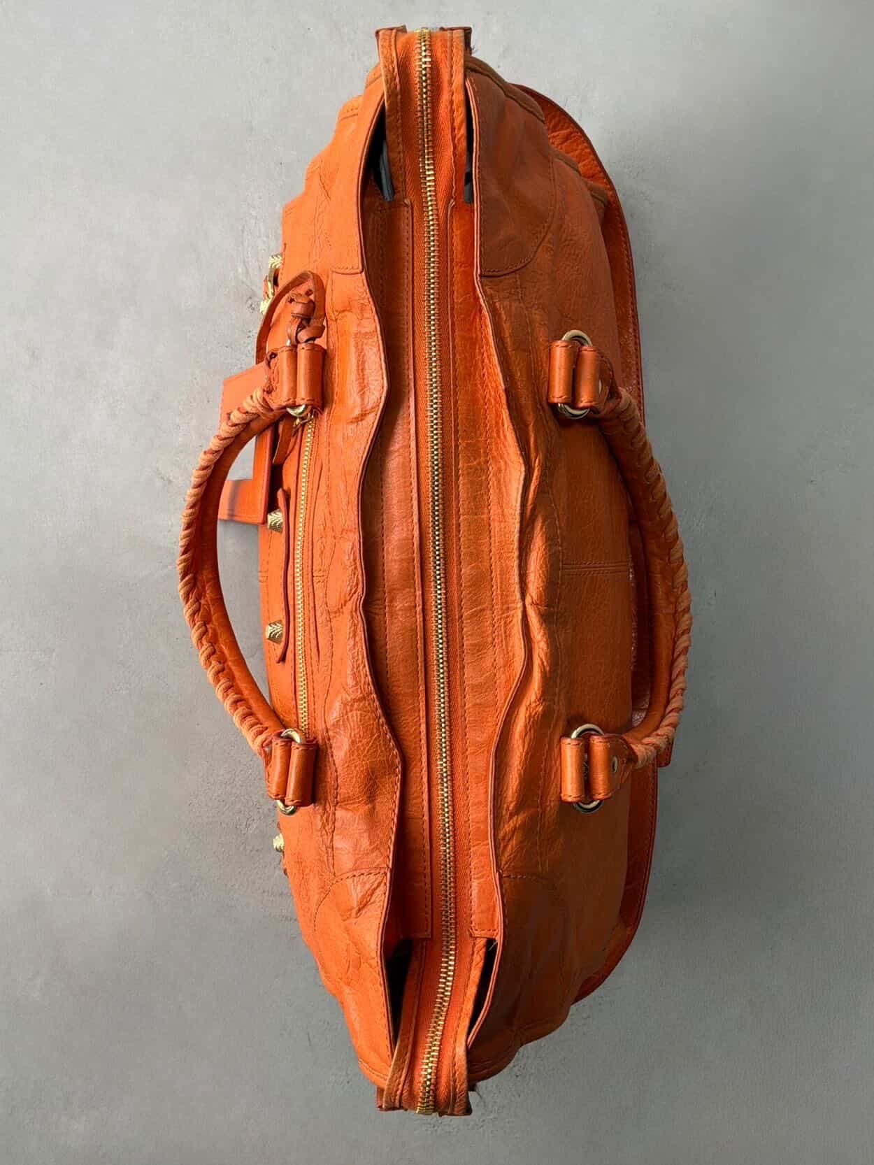 Balenciaga City Part Time Giant 12 Orange Lambskin Bag