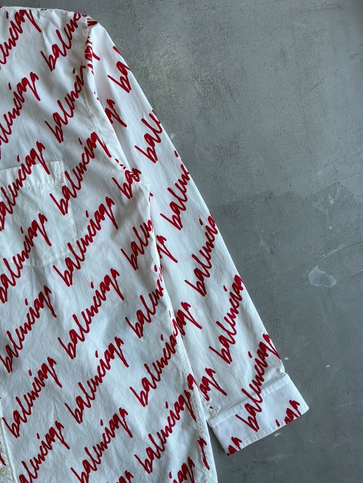 Balenciaga Lipstick Script All Over Print Shirt