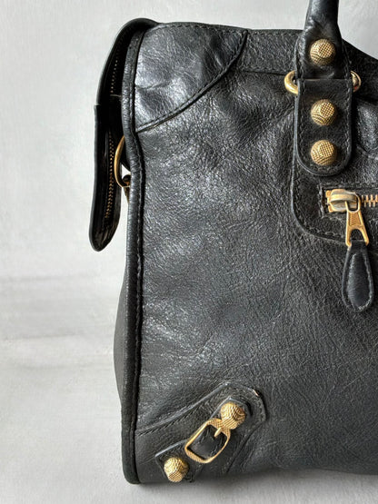 Balenciaga Classic City Black on Gold Giant 21 Lambskin Bag