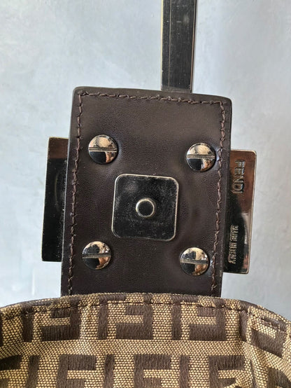 Fendi Zucchino Double Flap Baguette Bag