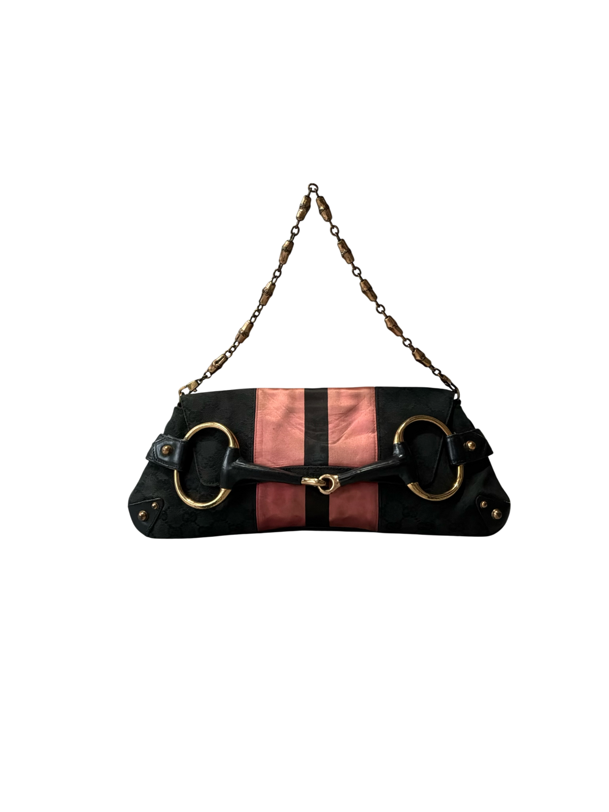 Gucci By Tom Ford Satin Horsebit Bamboo Chain Shouder  Bag