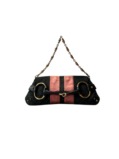 Gucci By Tom Ford Satin Horsebit Bamboo Chain Shouder  Bag