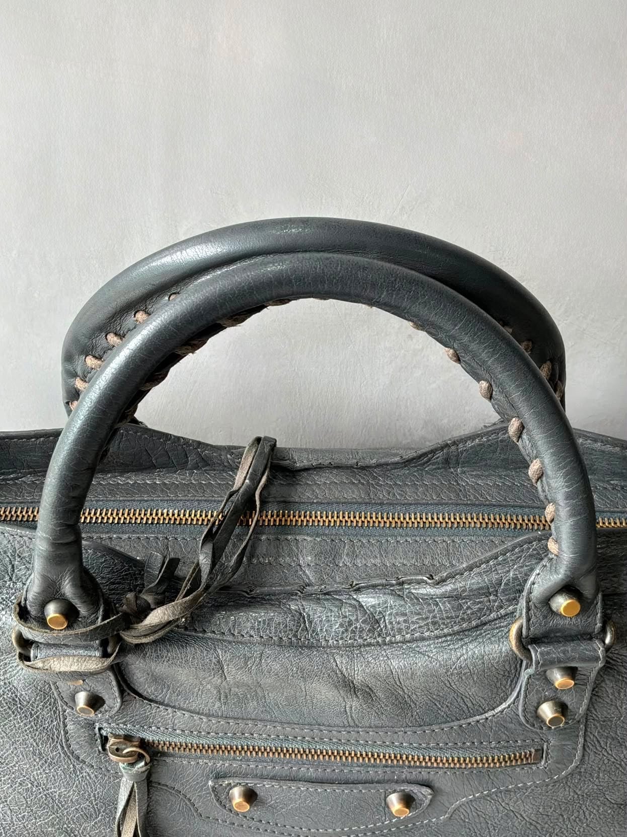 Balenciaga City Gray Lambskin Bag