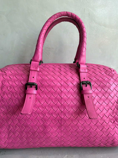 Bottega Veneta Pink Intrecciato Boston Bag