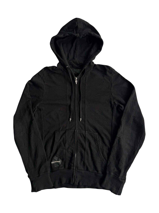 Vintage Chrome Hearts Cross Patched Silver Zip Hoodie
