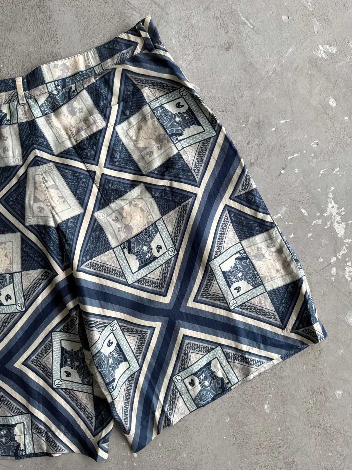 Dior X Kenny Scharf Playing Card Silk Shorts