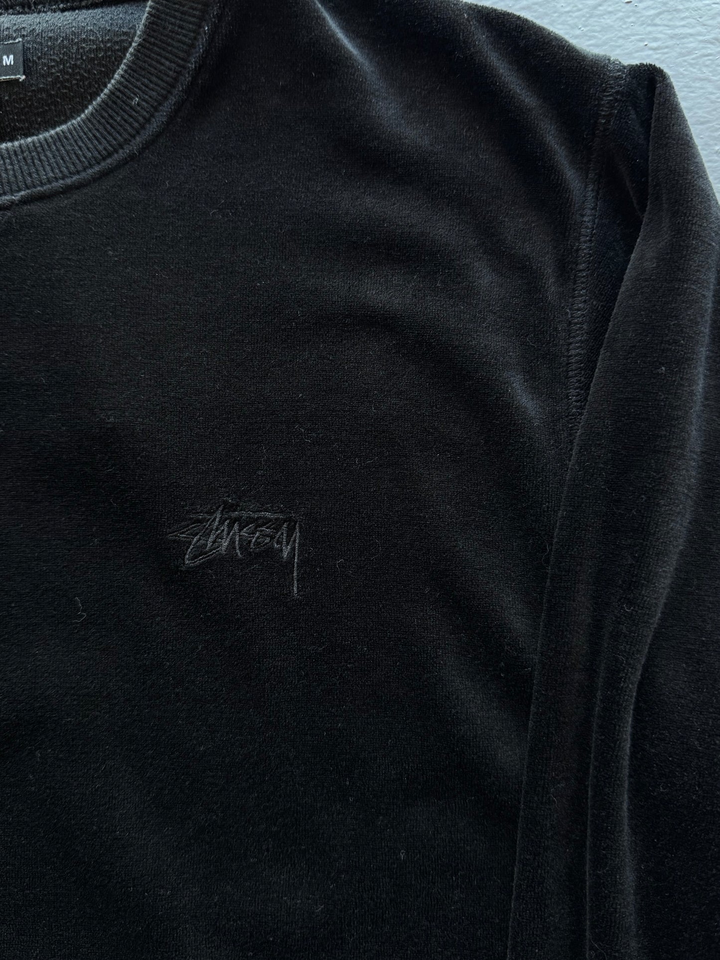 Stussy Chest Logo Velvet Crewneck