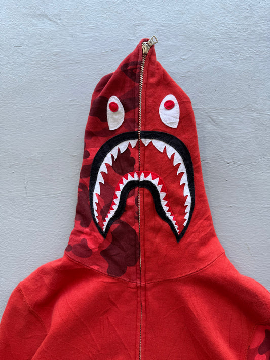 Bape shark Red Camouflage Full Zip Hoodie
