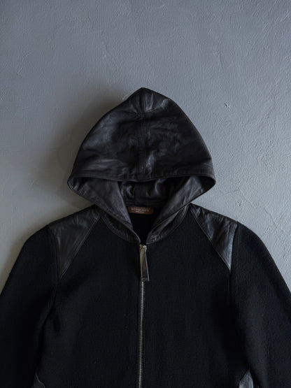 Bottega Veneta Knit Leather Zip Hoodie