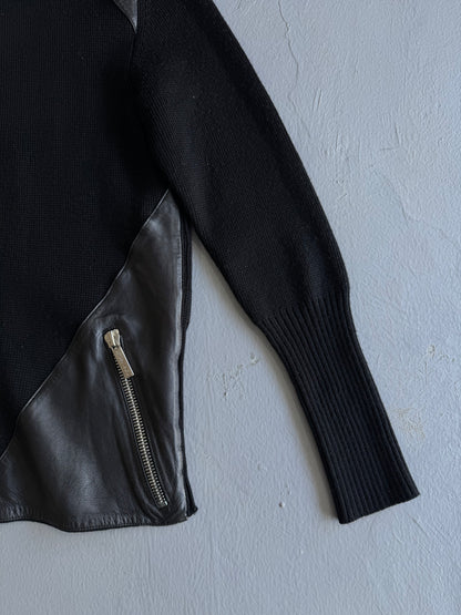 Bottega Veneta Knit Leather Zip Hoodie