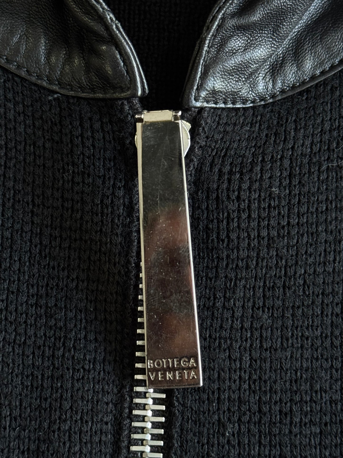 Bottega Veneta Knit Leather Zip Hoodie