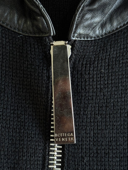 Bottega Veneta Knit Leather Zip Hoodie