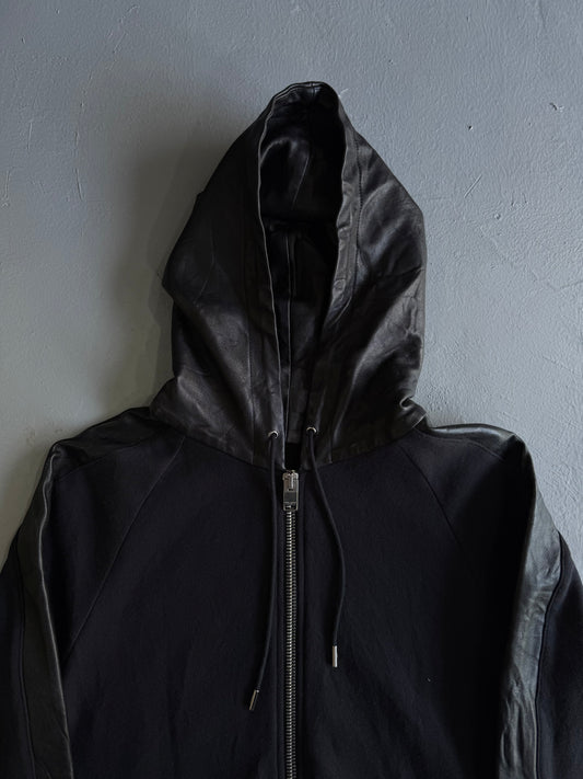 Saint Laurent Paris Leather Lined Zip Hoodie
