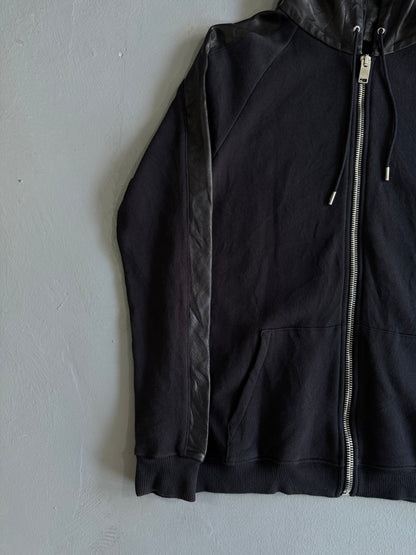 Saint Laurent Paris Leather Lined Zip Hoodie