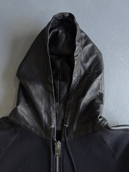 Saint Laurent Paris Leather Lined Zip Hoodie