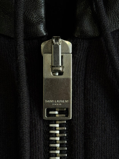 Saint Laurent Paris Leather Lined Zip Hoodie
