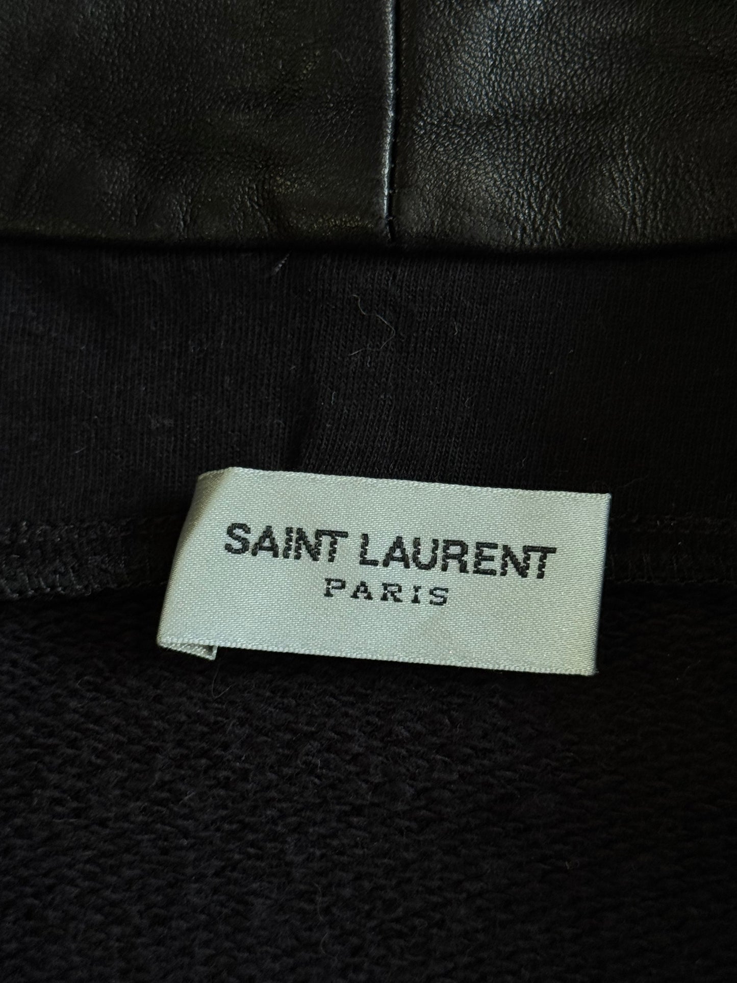 Saint Laurent Paris Leather Lined Zip Hoodie