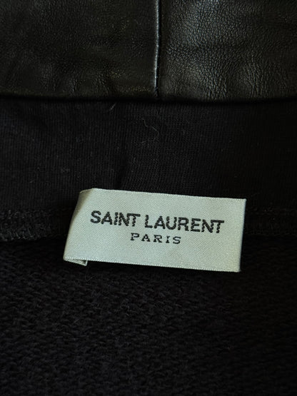 Saint Laurent Paris Leather Lined Zip Hoodie