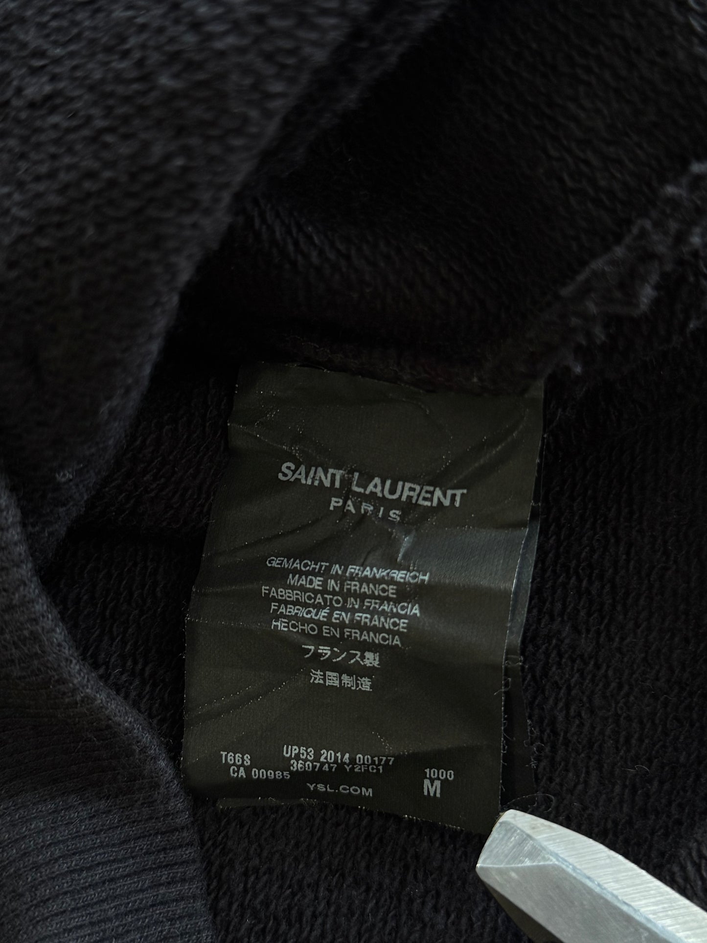 Saint Laurent Paris Leather Lined Zip Hoodie