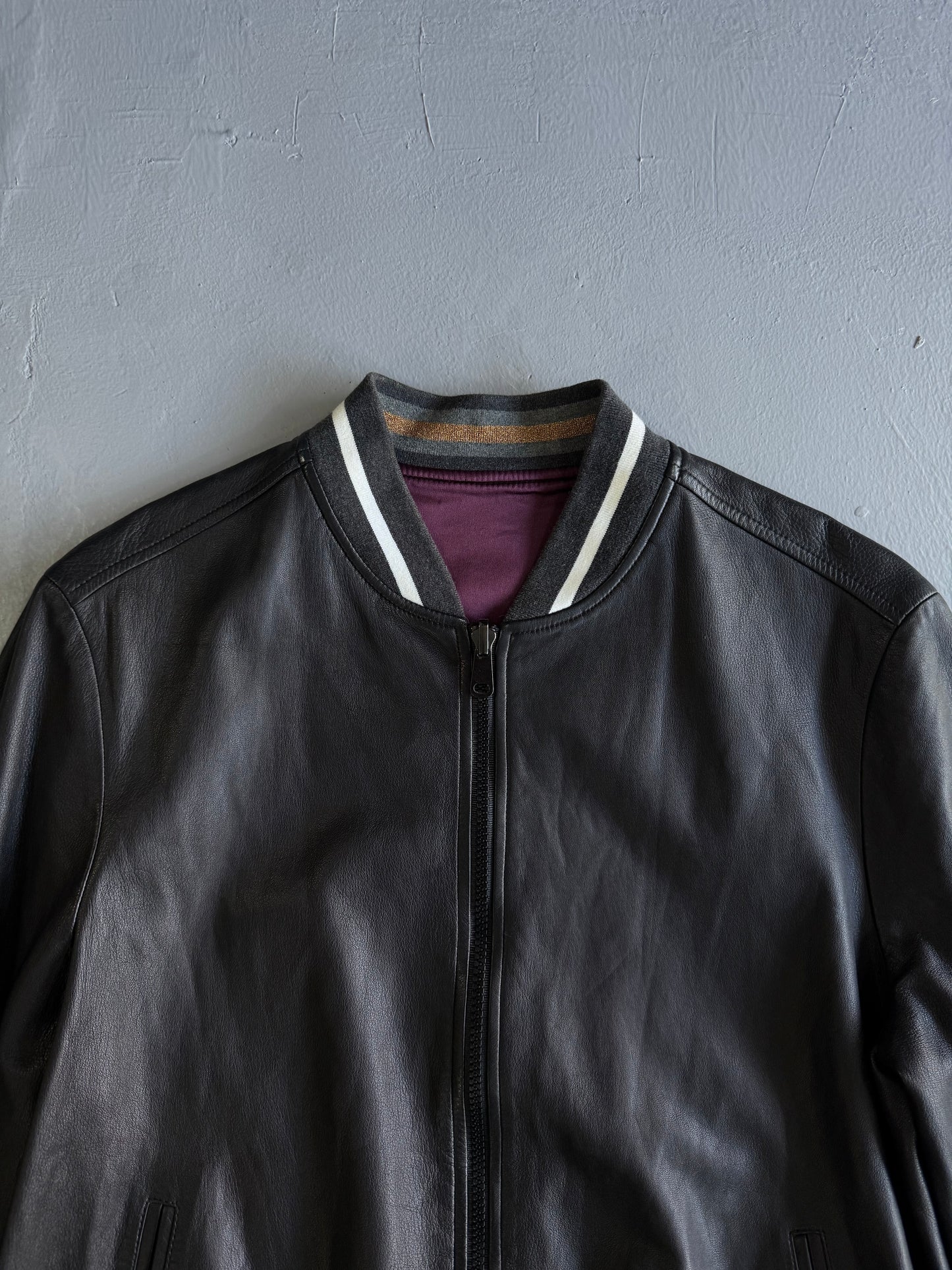 Brunello Cucinelli Reversible Leather Nylon Jacket