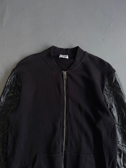 Saint Laurent Paris Leather Sleeves Bomber Jacket