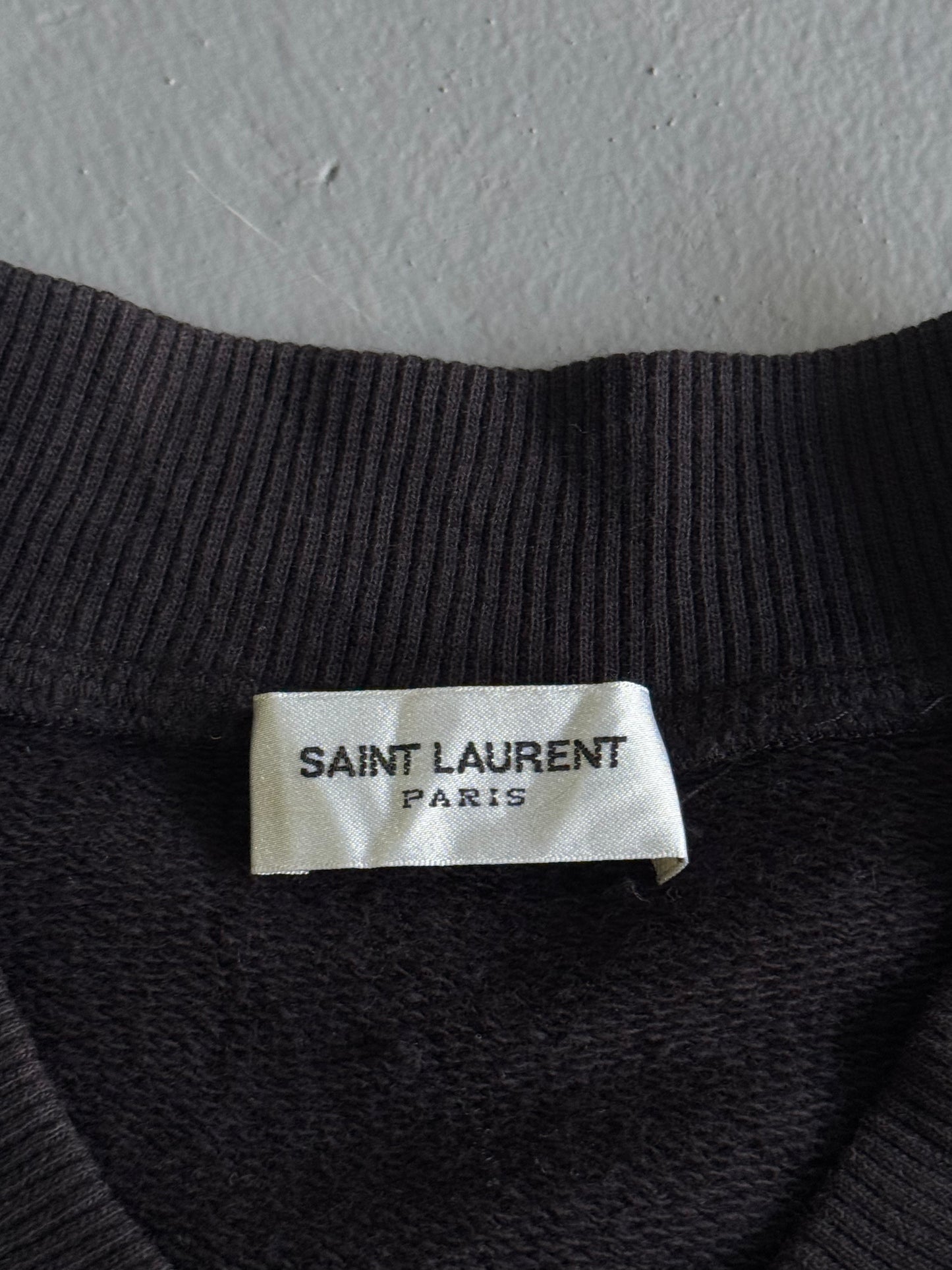 Saint Laurent Paris Leather Sleeves Bomber Jacket