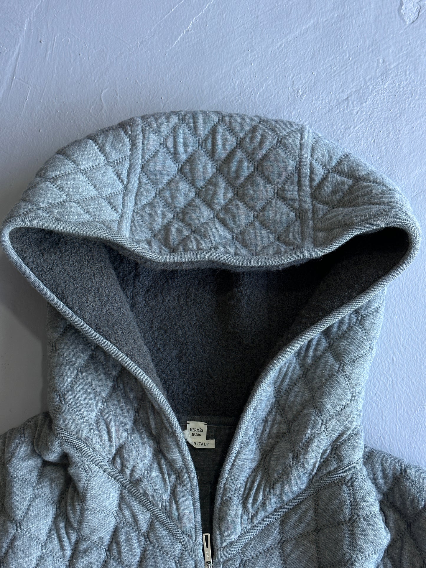 Hermes Quilted Crop Zip Hoodie
