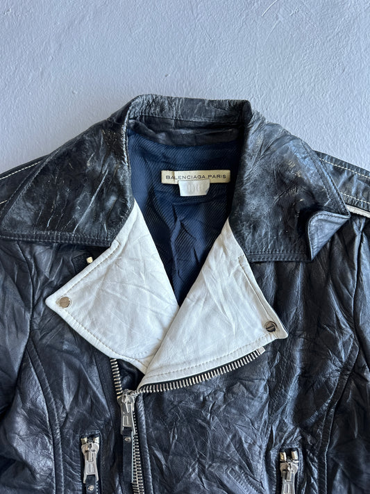 Balenciaga Womens Biker Leather Jacket