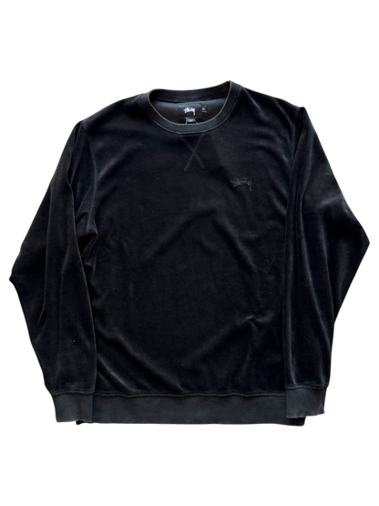 Stussy Chest Logo Velvet Crewneck