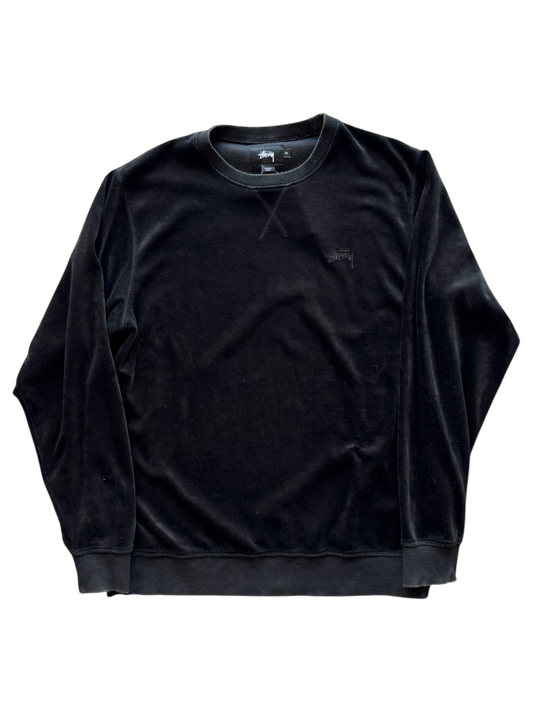 Stussy Chest Logo Velvet Crewneck