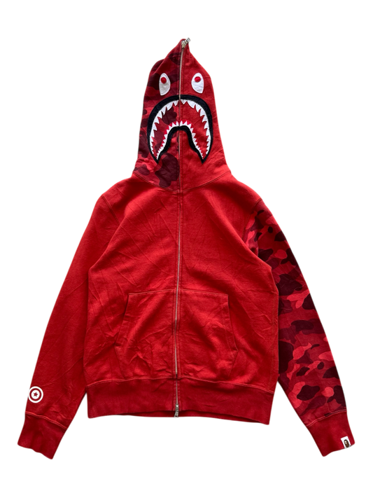 Bape shark Red Camouflage Full Zip Hoodie
