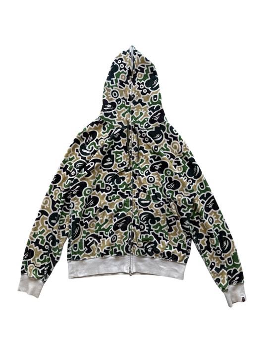 OG Bape x Keith Harring Camouflage Full Zip Hoodie