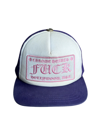Chrome Hearts Pink on Purple 'FUCK' Trucker Hat